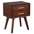 Alpine Furniture Gramercy 2 Drawer Wood Nightstand in Walnut (Brown)