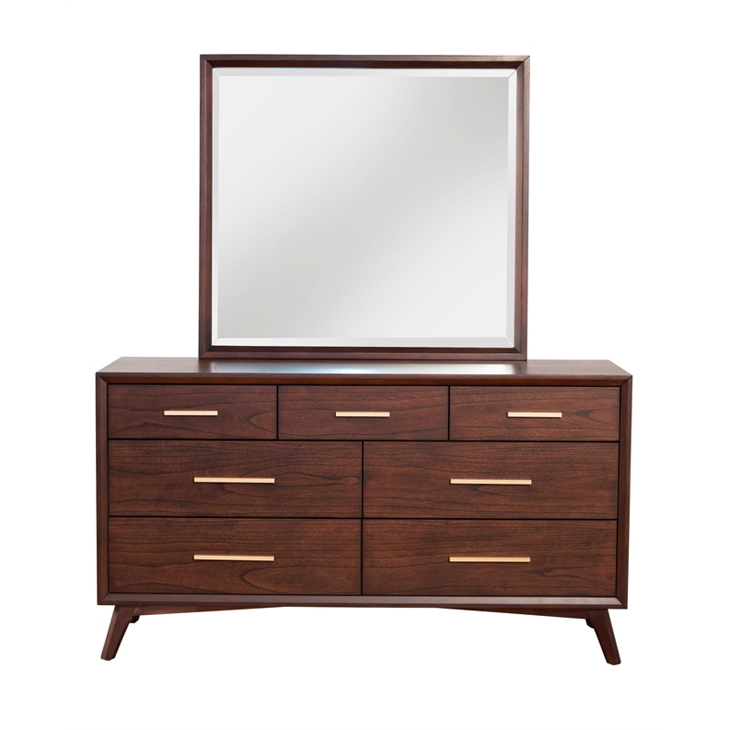 Alpine Furniture Gramercy 7 Drawer Wood Dresser in Walnut (Brown)
