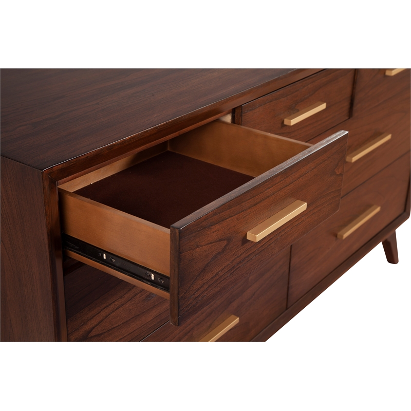 Alpine Furniture Gramercy 7 Drawer Wood Dresser in Walnut (Brown)
