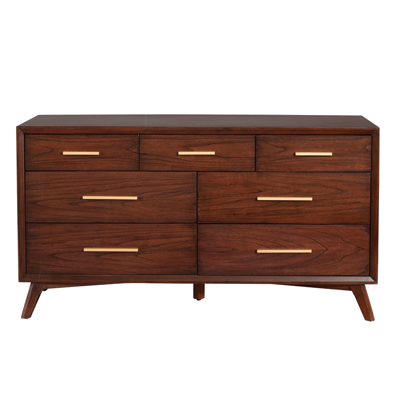 Alpine Furniture Gramercy 7 Drawer Wood Dresser in Walnut (Brown)