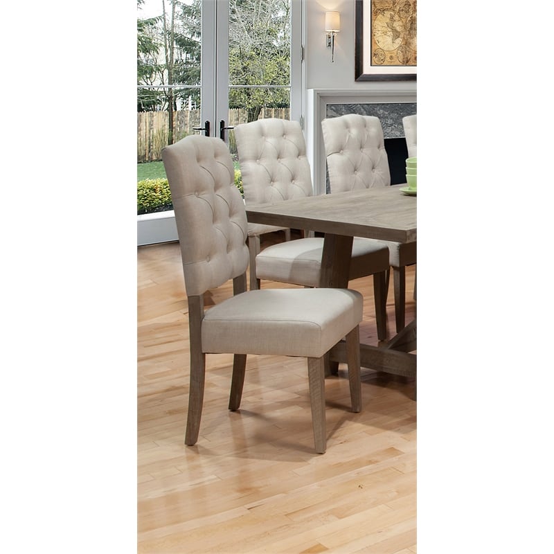 Alpine Furniture Newberry Set of 2 Parson Chairs in Weathered Natural (Brown)