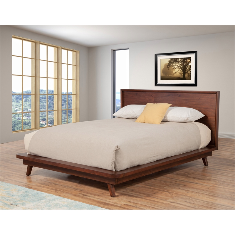 Alpine Furniture Gramercy Standard King Wood Platform Bed in Walnut