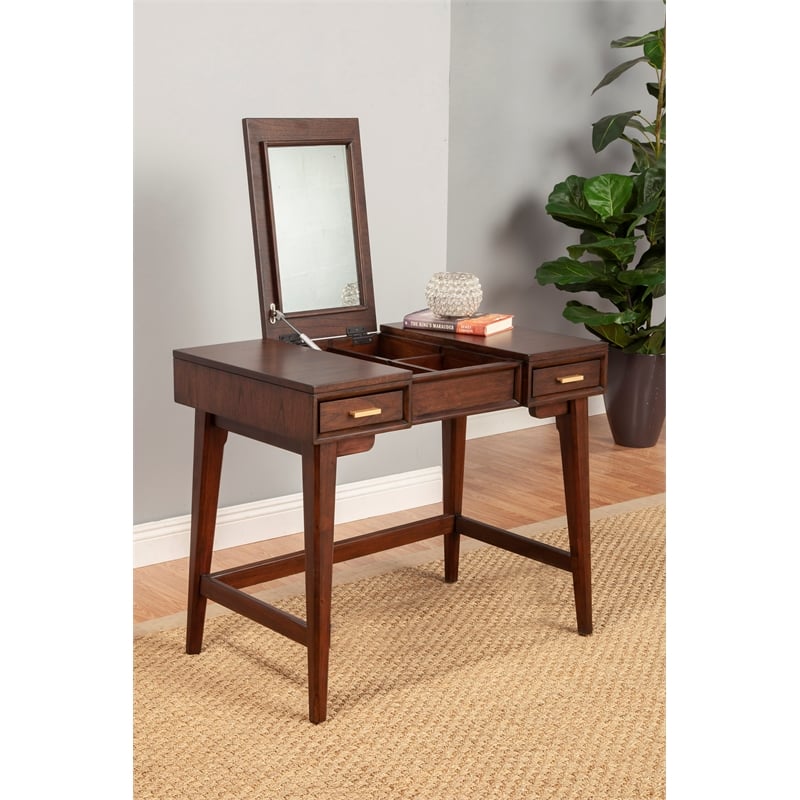 Alpine Furniture Gramercyy Wood Bedroom Vanity in Walnut Brown
