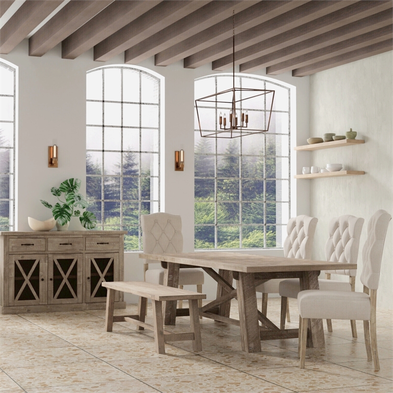 Alpine Furniture Newberry Extension Dining Table in Weathered Natural (Brown)