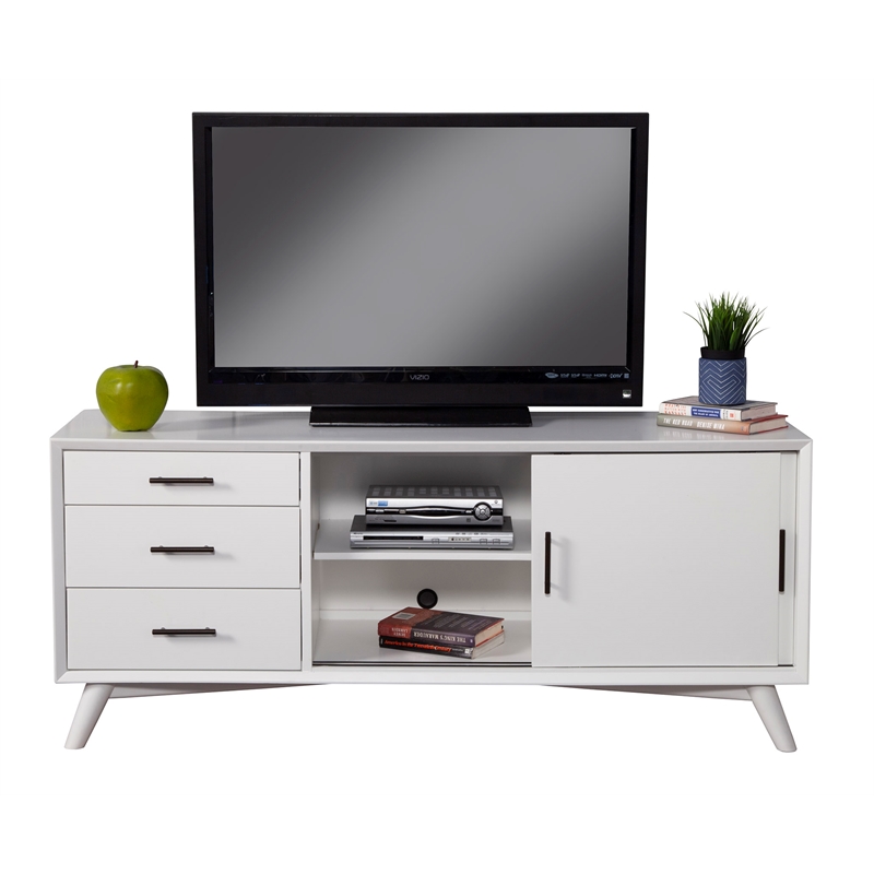 Alpine Furniture Flynn Large Wood TV Console in White | Cymax Business