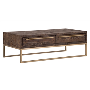 alpine furniture monterey wood coffee table in smokey taupe (beige)