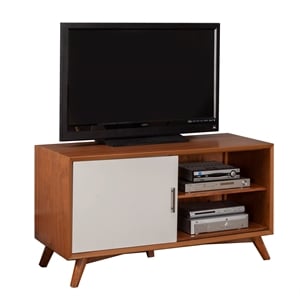 Alpine Furniture Flynn Small Wood TV Console in Acorn (Brown)-White