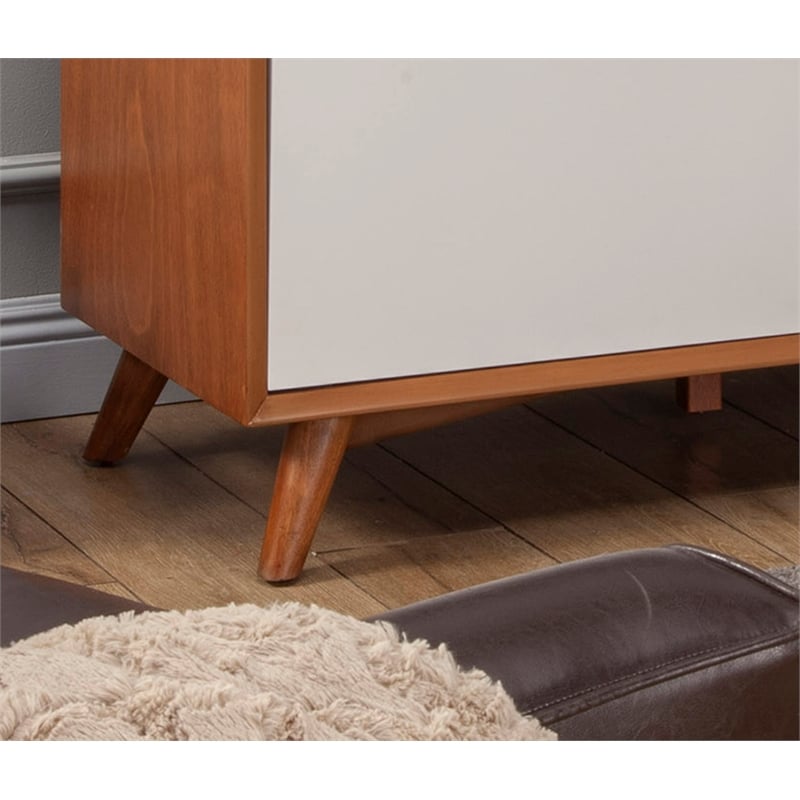 Alpine Furniture Flynn Small Wood TV Console in Acorn (Brown)-White