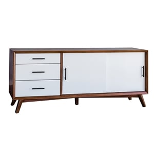 Alpine Furniture Flynn Large Wood TV Console in Acorn(Brown)-White