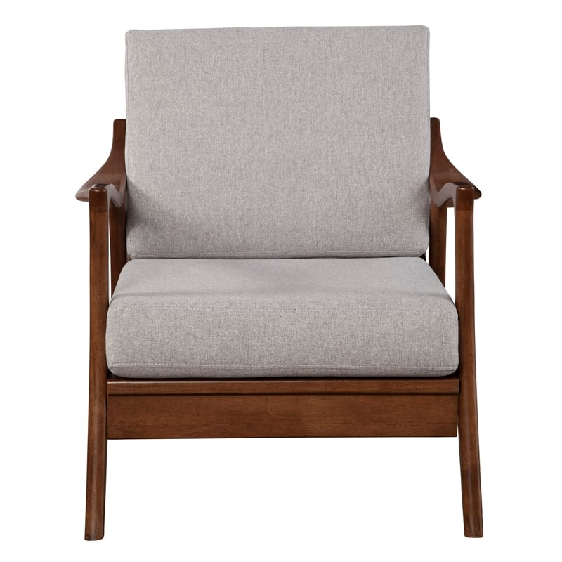 Alpine Furniture Slate Wood Lounge Chair with Removable Cushions in Brown-Gray