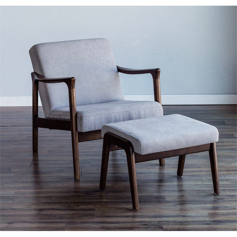 Alpine Furniture Zephyr Slate Wood Footrest in Brown-Gray