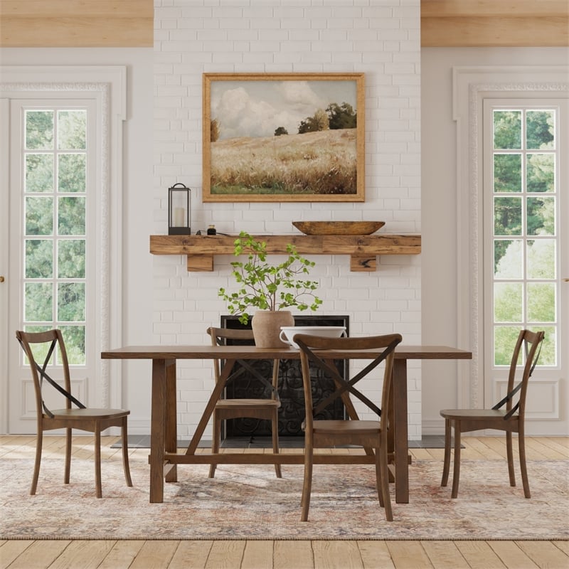 Alpine Furniture Arendal Set of 2 Side Chairs in Burnished Dark Oak (Brown)