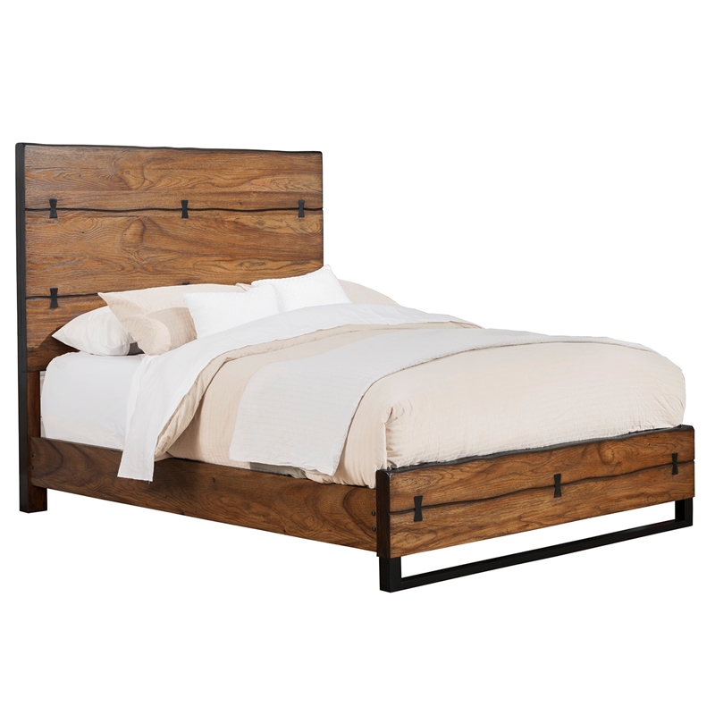 Alpine Furniture Live Edge Standard, Wood Panel Bed King