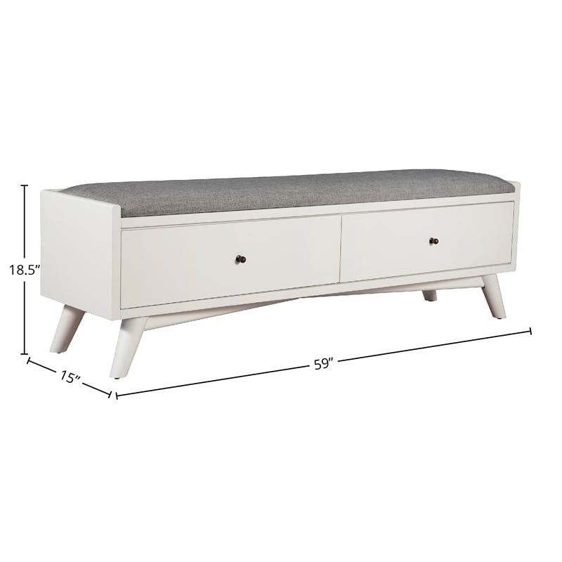 Alpine Furniture Flynn Wood Bench in White