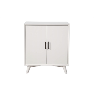 Alpine Furniture Flynn Small Wood Bar Cabinet in White