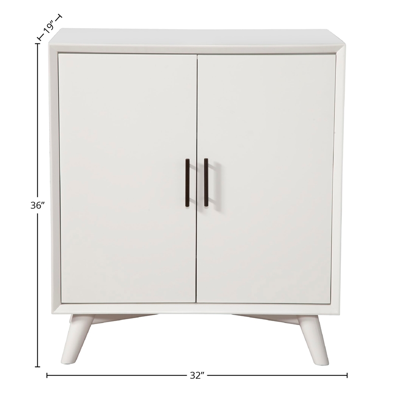 Alpine Furniture Flynn Small Wood Bar Cabinet in White