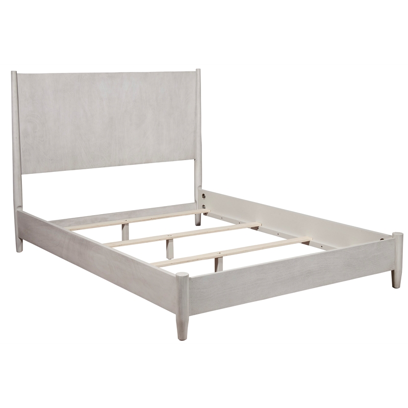 Alpine Furniture Flynn Mid Century Modern Wood Standard King Panel Bed in Gray