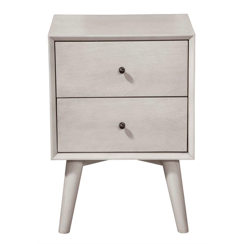 alpine furniture flynn mid century modern 2 drawer nightstand