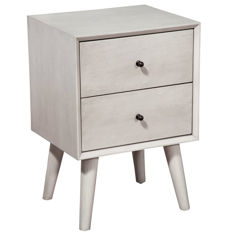 Alpine Furniture Flynn Mid Century Modern Wood 2 Drawer Nightstand in Gray
