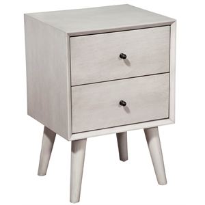 Alpine Furniture Flynn Mid Century Modern Wood 2 Drawer Nightstand in Gray