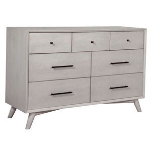 alpine furniture flynn mid century modern wood 7 drawer dresser in gray