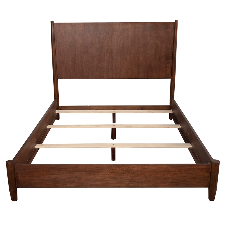 Alpine Furniture Flynn Mid Century Wood Queen Panel Bed in Walnut (Brown)