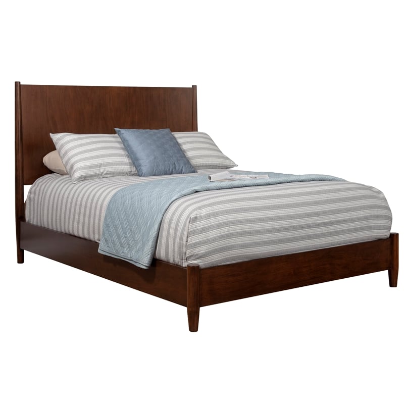 Alpine Furniture Flynn Mid Century Standard King Panel Bed in Walnut (Brown)