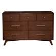 Alpine Furniture Flynn Mid Century Wood 7 Drawer Dresserin Walnut (Brown)