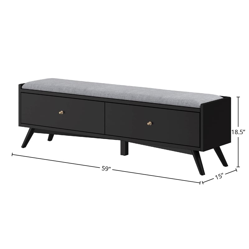 Alpine Furniture Flynn Wood Storage Bench in Acorn-White