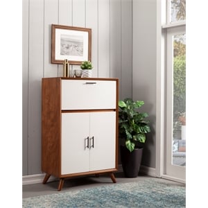 Alpine Furniture Flynn Large Wood Bar Cabinet in Acorn-White