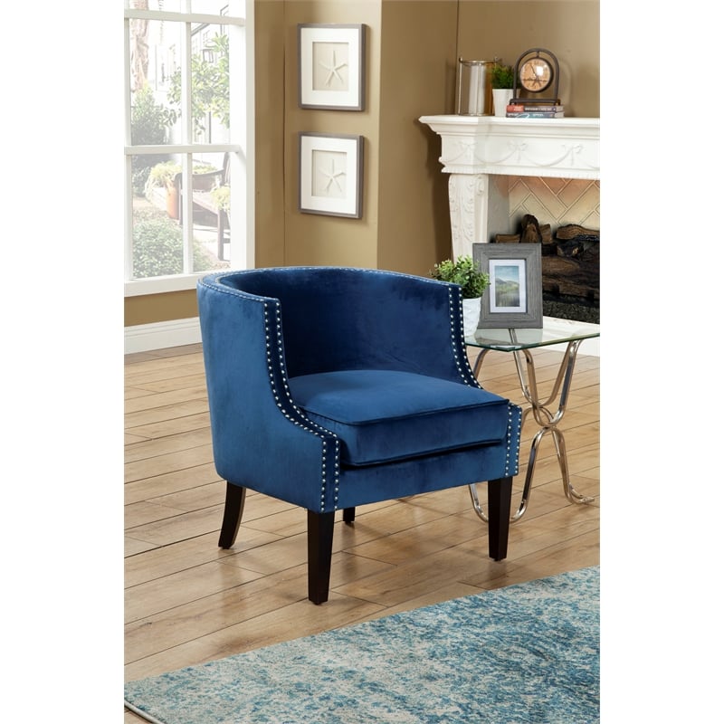 Alpine Furniture Royal Upholstered Accent Chair in Blue LW9130