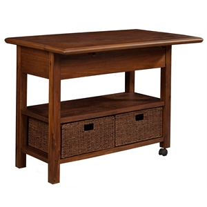 Alpine Furniture Caldwell Wood Kitchen Cart in Antique Cappuccino Brown