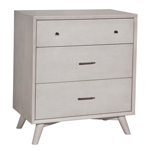 alpine furniture flynn mid century modern wood 3 drawer accent chest in gray