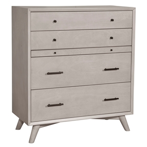 alpine furniture flynn mid century modern 4 drawer accent chest in gray