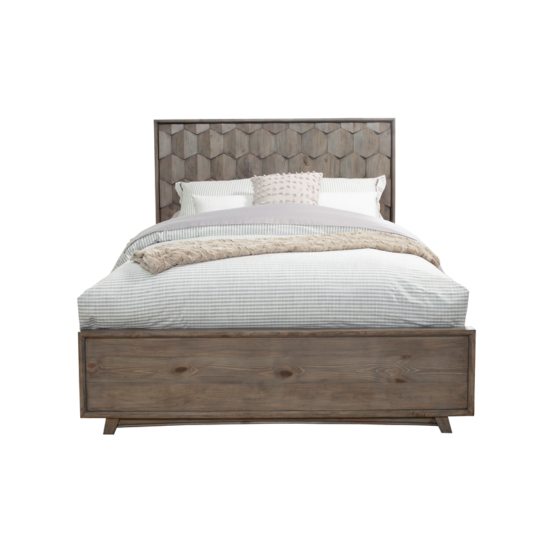 Alpine Furniture Shimmer Wood Queen Panel Bed in Antique Gray