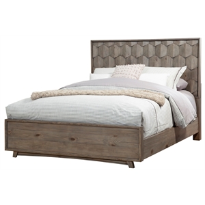 alpine furniture shimmer wood queen panel bed in antique gray