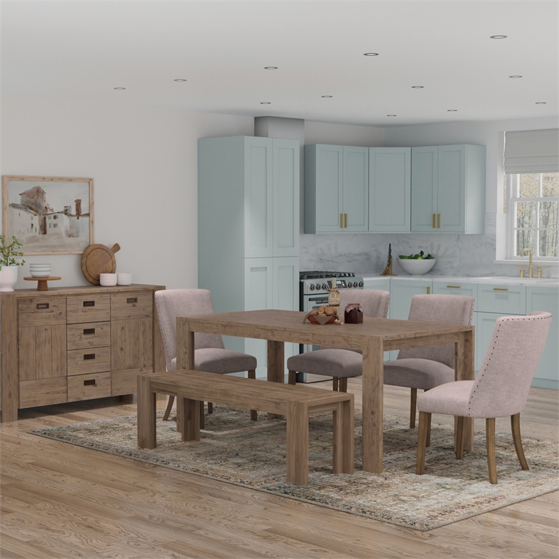 Alpine Furniture Seashore Wood Dining Sideboard in Antique Natural (Brown)