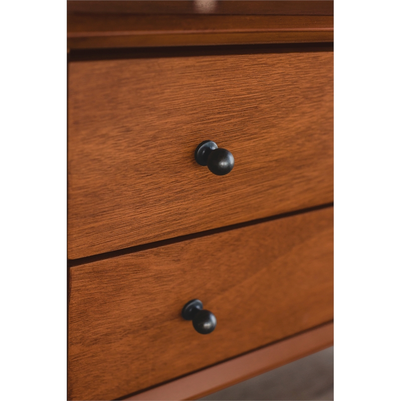Alpine Furniture Flynn Large Wood 2 Drawer Nightstand in Chestnut (Brown)