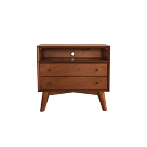 alpine furniture flynn large wood 2 drawer nightstand in acorn (brown)