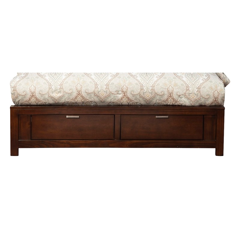 Alpine Furniture Carmel Wood Queen Storage Bed in Cappuccino (Brown)