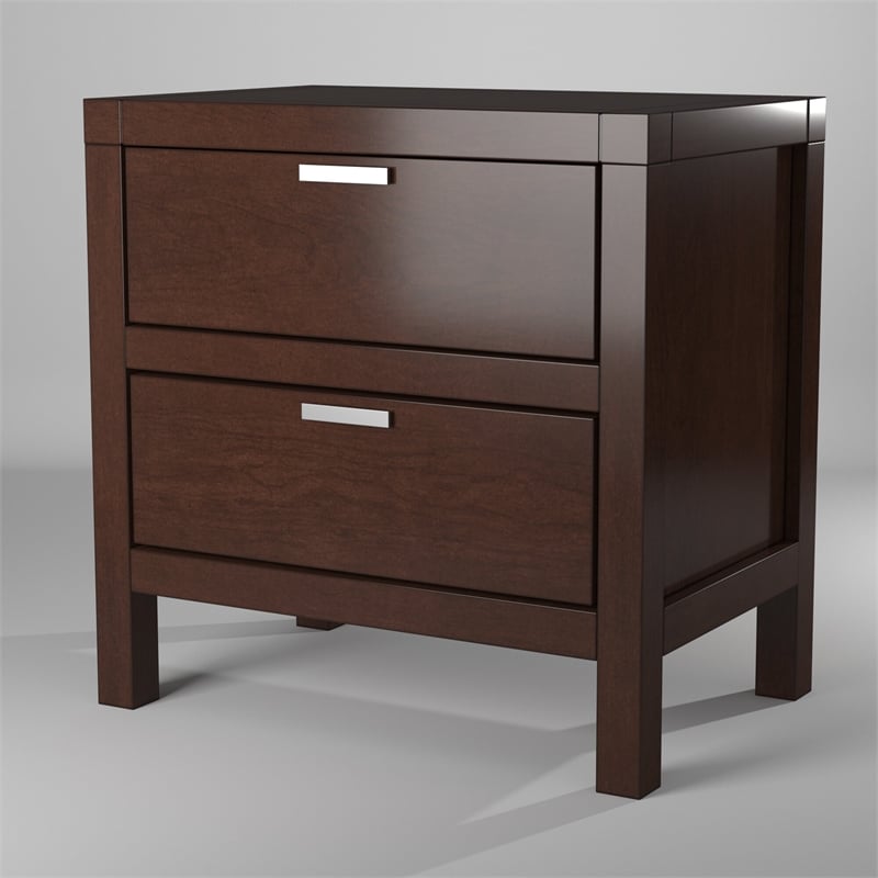 Alpine Furniture Carmel Wood 2 Drawer Nightstand in Cappuccino (Brown)