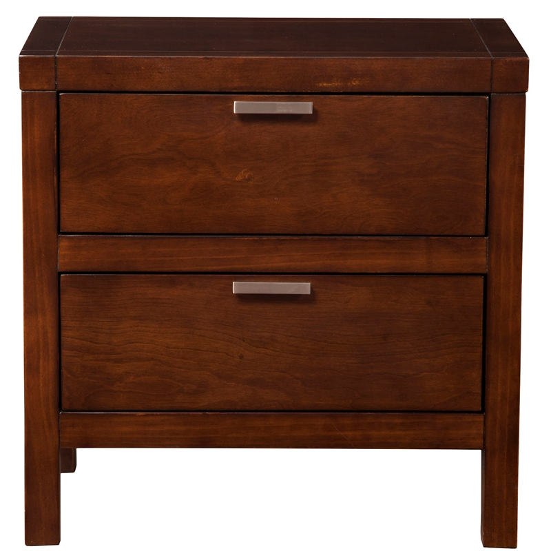 Alpine Furniture Carmel Wood 2 Drawer Nightstand in Cappuccino (Brown)