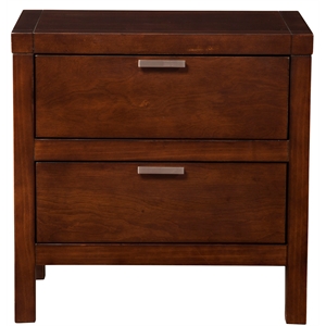alpine furniture carmel wood 2 drawer nightstand in cappuccino (brown)