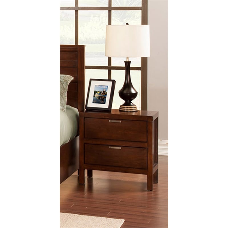Alpine Furniture Carmel Wood 2 Drawer Nightstand in Cappuccino (Brown)