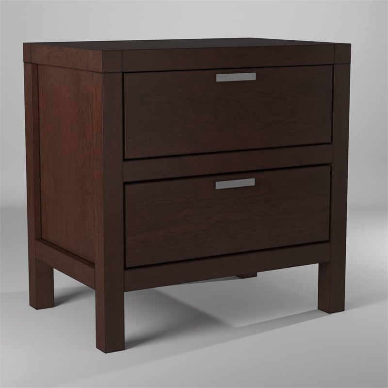 Alpine Furniture Carmel Wood 2 Drawer Nightstand in Cappuccino (Brown)