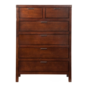 alpine furniture carmel wood 6 drawer chest in cappuccino (brown)