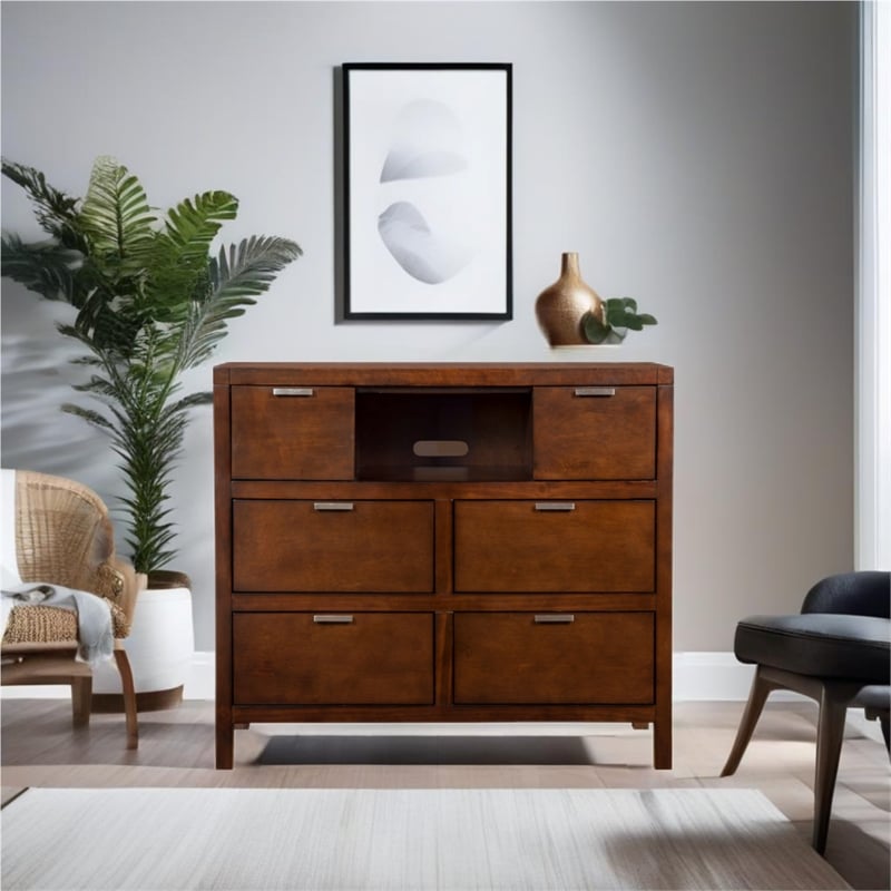 Alpine Furniture Carmel Wood TV Media Chest in Cappuccino (Brown)