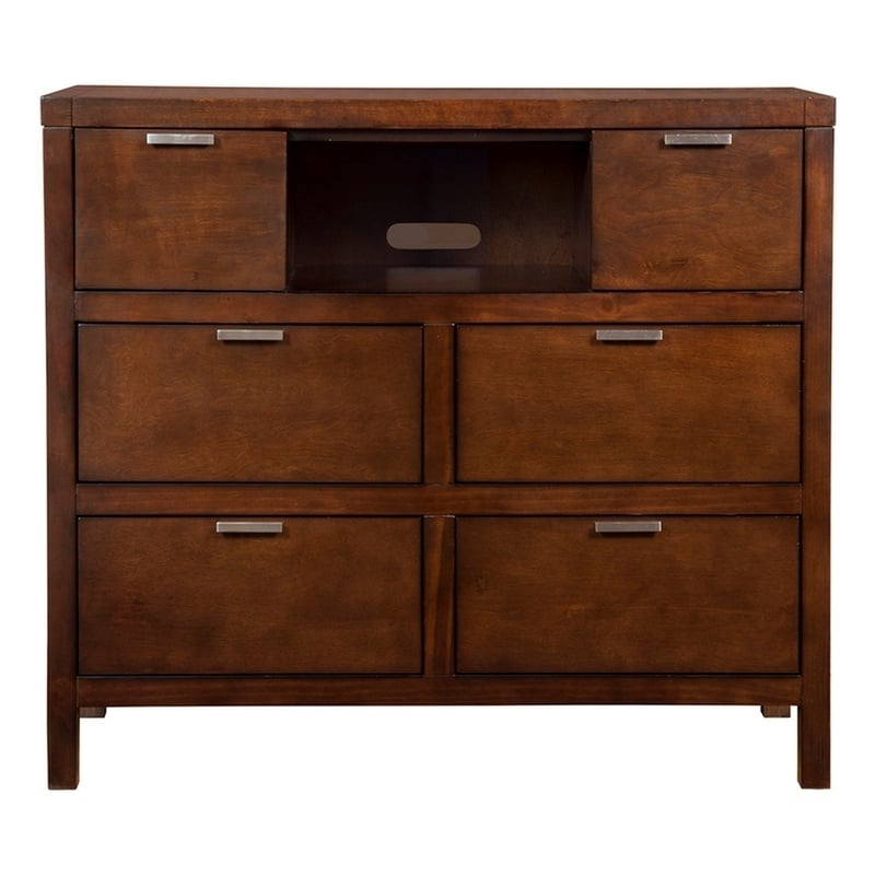 Alpine Furniture Carmel Wood TV Media Chest in Cappuccino (Brown)