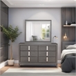 Alpine Furniture Lorraine Wood 6 Drawer Dresser in Dark Gray