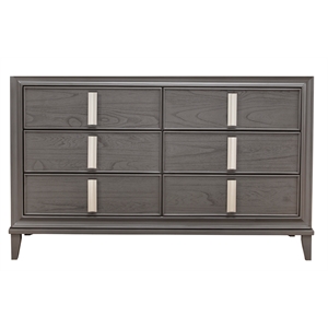alpine furniture lorraine wood 6 drawer dresser in dark gray